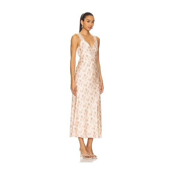 Cami NYC Rika Floral Hammered Silk Dress ivory pink size 6 - Picture 5 of 15